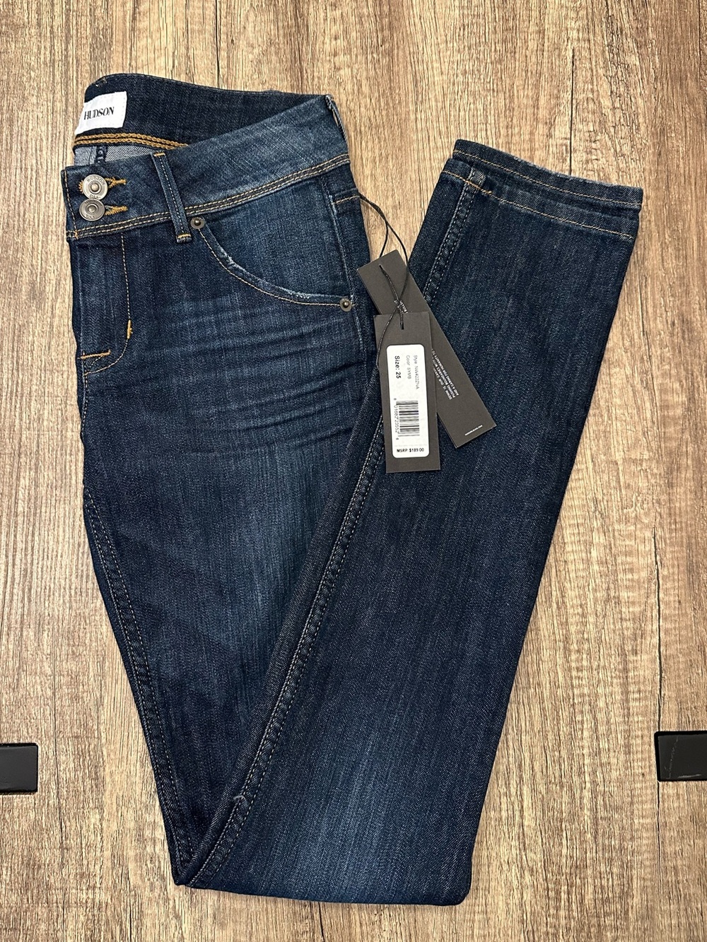 Hudson Collin Flap Pocket Skinny Jeans Dark Wash Size 25 New With Tags